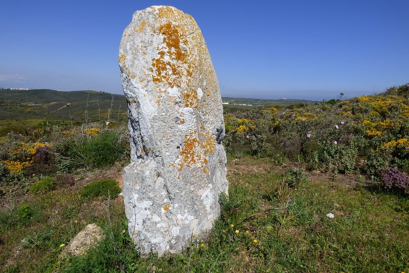 Decorated menhir showing carved symbols at Aspradantes