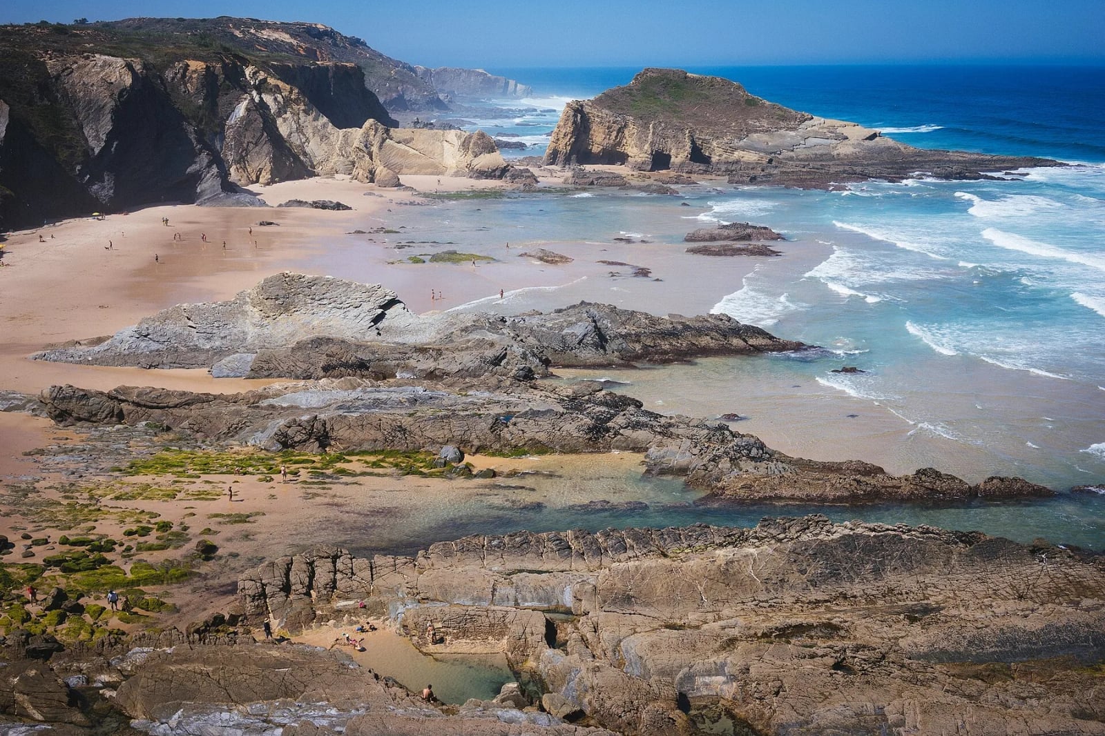 Aerial view of Praia dos Alteirinhos beside the cliffs